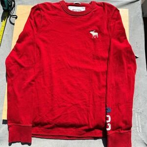 Abercrombie & Fitch Mens Muscle Fit Long Sleeve Shirt Red Moose Logo M A92